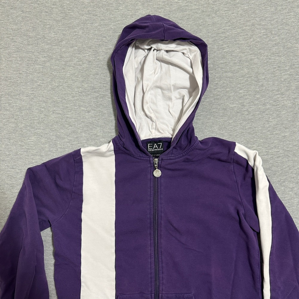 EA7 Emporio Armani Womens Purple Colorblock Full Zip Hoodie Sweatshirt Logo - Picture 8 of 14